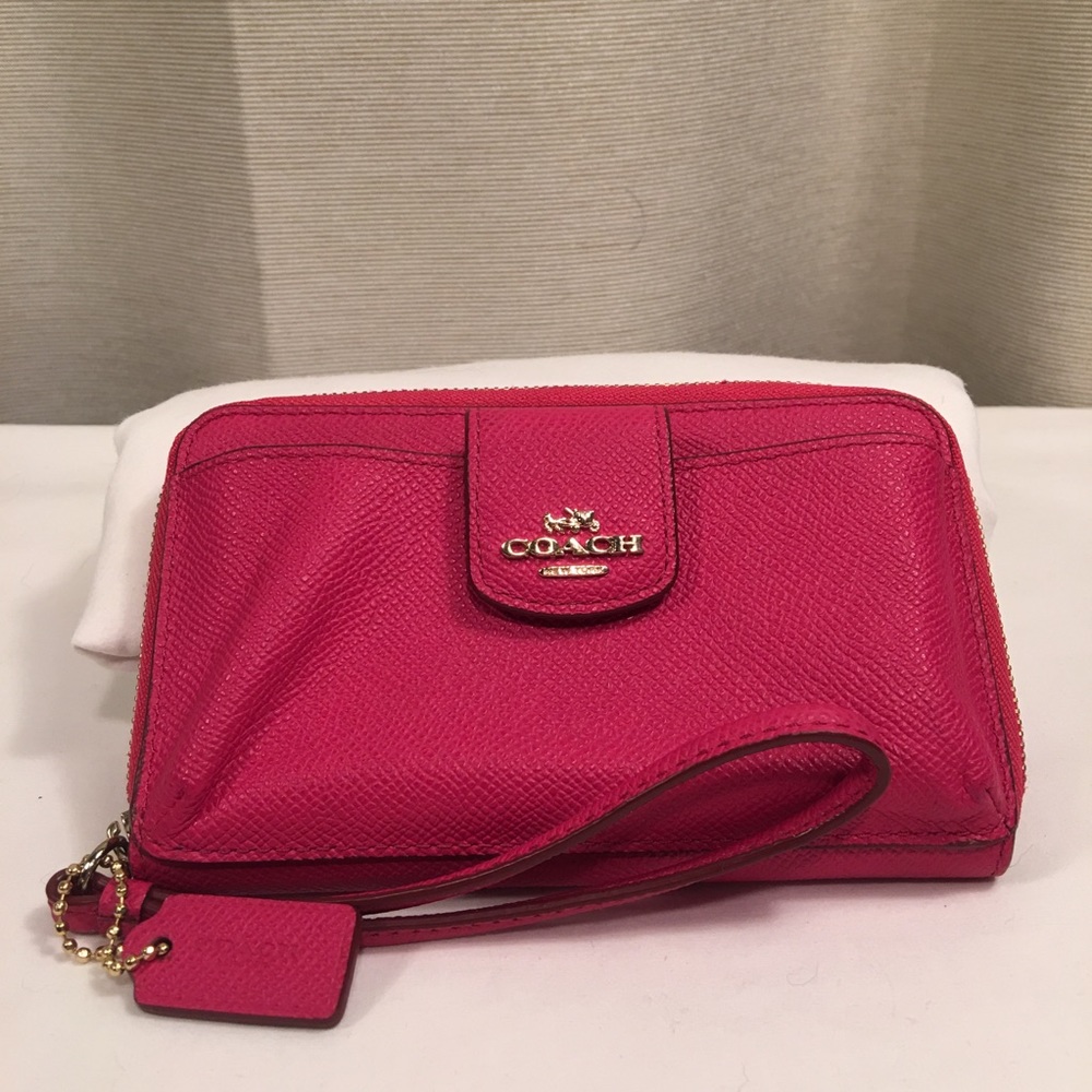 Auth. Coach Universal Phone Wallet Hot Pink